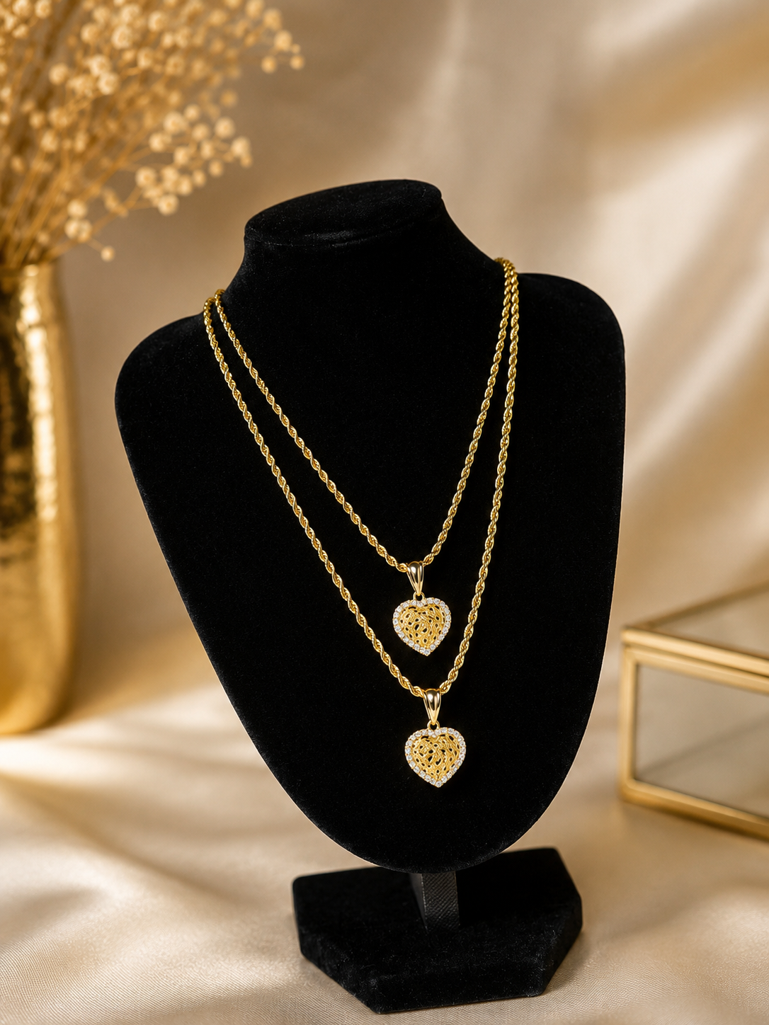 Nugget heart Rope Necklace