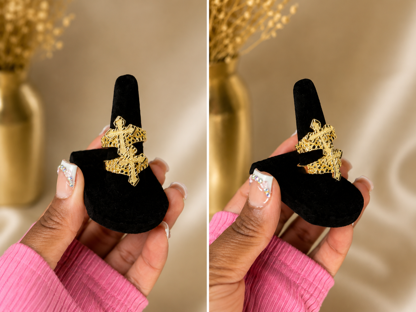 Nugget Cross Ring